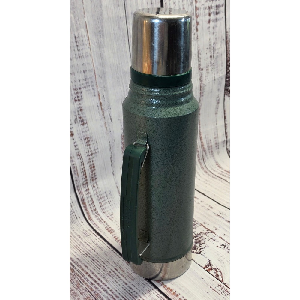 Vintage Stanley Vacuum Insulated Thermos 1.1qt Green EUC Hammertone Classic - Picture 4 of 7